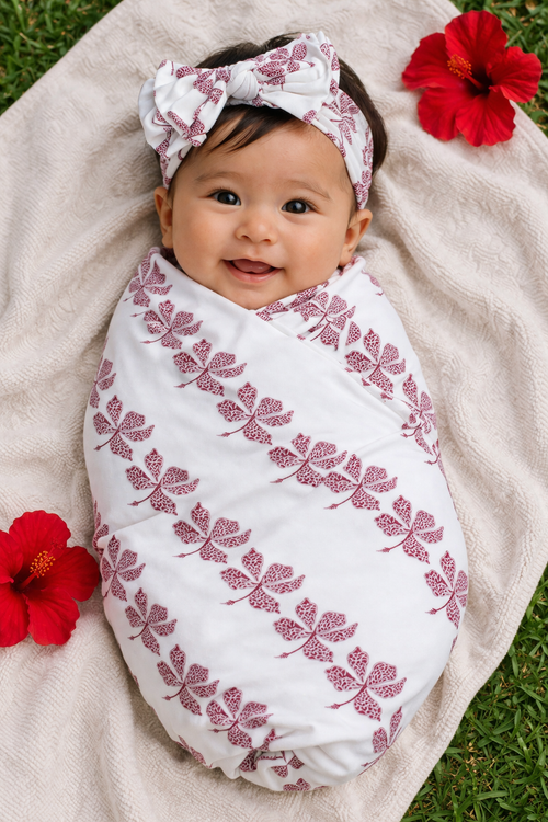 Retro Hibiscus Swaddle Set